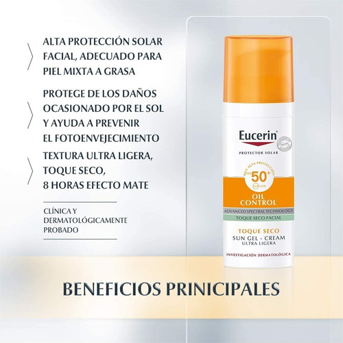 Oil Control Protector Solar Facial Toque Seco Tono Medio