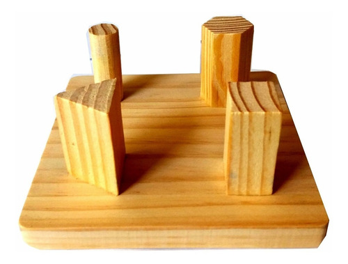 Juego Didáctico Torre X 4 Madera Colores Bloques Geometricos