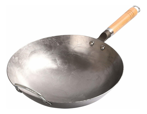 Couner Traditional Carbon Steel Wok, Hand Hammered Wok Pa