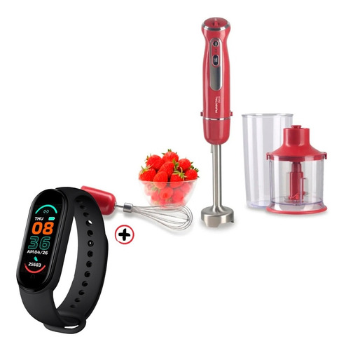 Mixer Punktal Pk-596 Rojo 220v - 240v + Smartwatch 