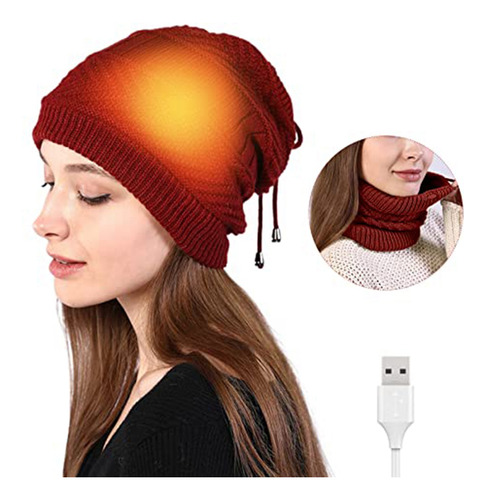 Bufanda Térmica Por Usb, Cálida, Tejida Para Invierno, Gorra