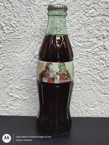 Botella Coca Cola Navidad 1999 Santa Serigrafia 237ml Llena (Usado)