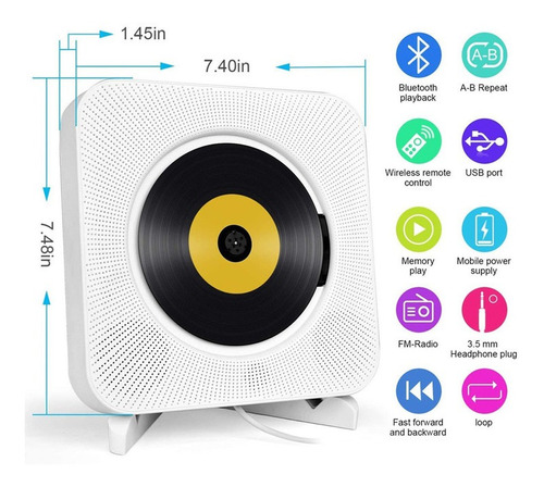 2022 Audio Estéreo Portátil Del Reproductor De Cd De La Músi