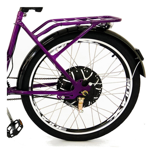 Imagem 4 de 5 de Bicicleta Elétrica Bateria De Lítio 48v 13ah Confort Violeta