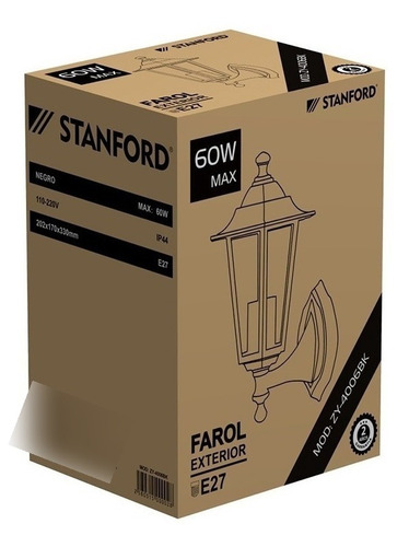 Farol Exterior Zy-4006 60 Watts Blanco Rosca E/27