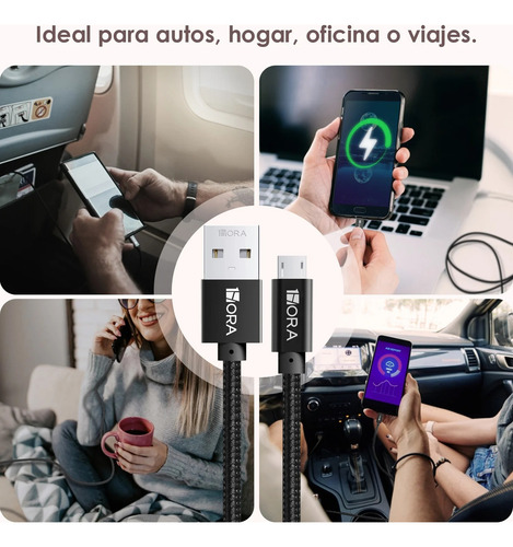 Cable V8 Micro Usb 1hora 2.4a Trenzado Uso Rudo Cab248