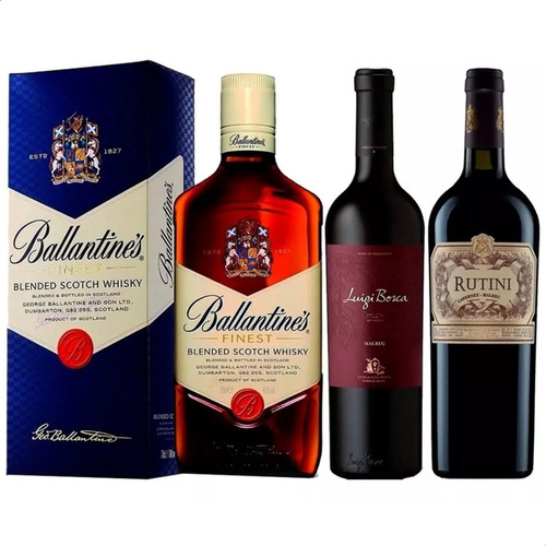 Whisky Ballantines +  Luigi Bosca Malbec + Rutini Cabernet