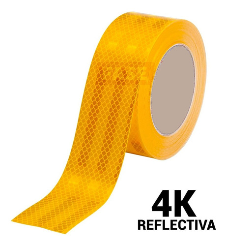 Cinta Reflectiva Adhesiva Amarilla 4k Reglamentaria Vtv 50mm