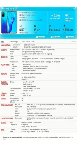 Ulefone Note 9p 4gb 64gb Dual Sim Duos