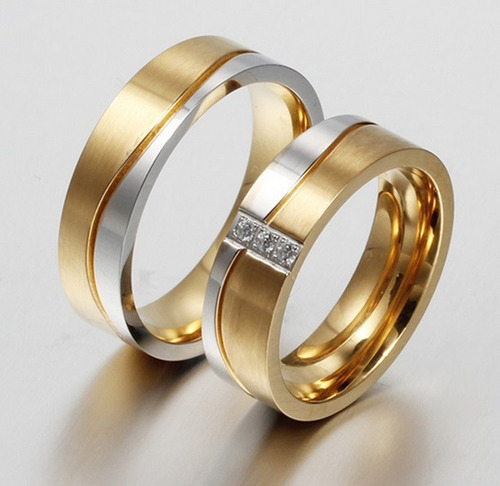 Anillo Elegante De Acero Para Bodas- Compromisos.