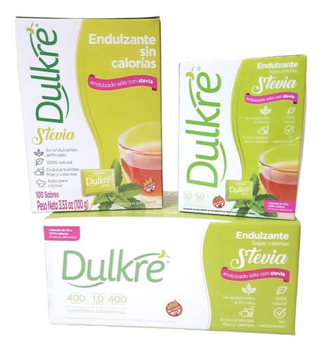 Edulcorante En Polvo Dulkre Stevia 100 Sobres