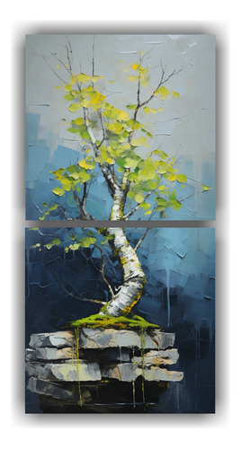 120x60cm Cuadro Abstracto Árbol Bonsái Estilo Óleo Alta C