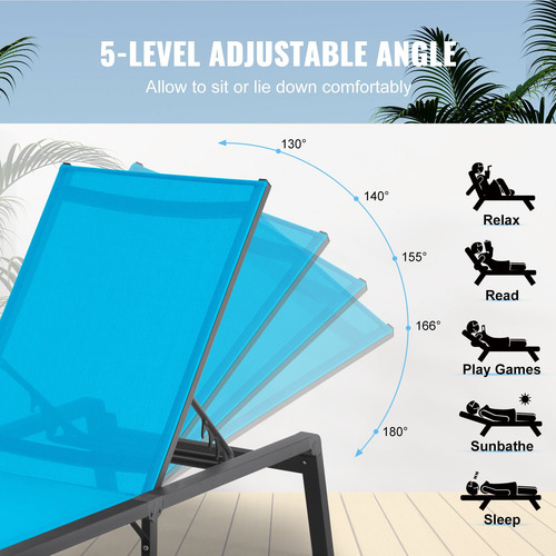 Par Silla De Playa Y Alberca Plegable Reclinable Color Azul
