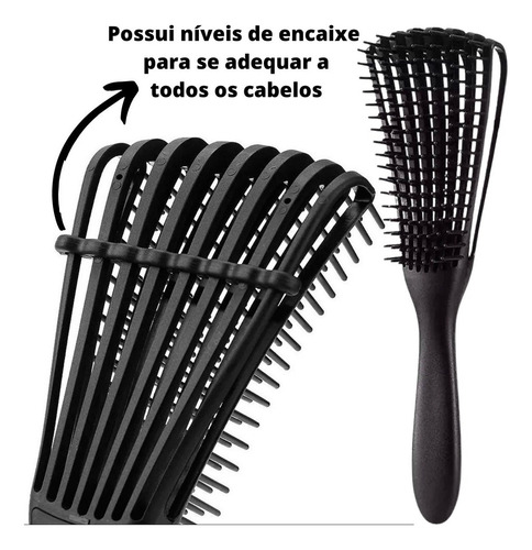 Escova para cabelo cacho pente polvo todo cabelo desembaraça cor lilás Facilitae