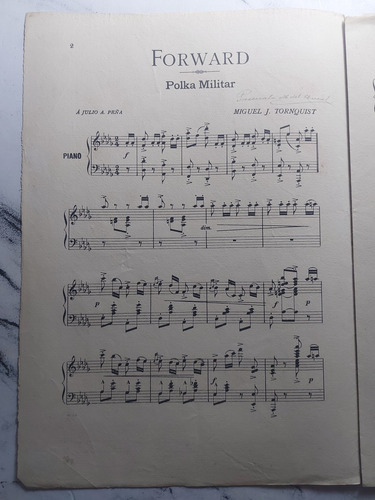 Imagen 2 de 4 de Antigua Partitura Forward Polka Militar Para Piano. Ian 477