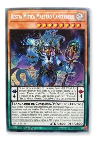 Imagen 1 de 1 de Yugi-oh! Bestia Mitica Maestro Cancerbero Mp18-sp185 Secret