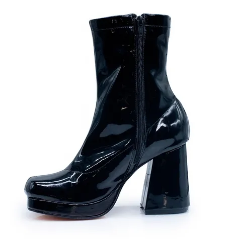Botineta Sigrid Negras Ecocuero Charol Mujer Moda Comodas