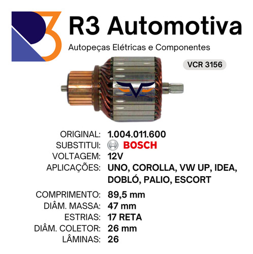 Induzido Uno, Corolla, Vw Up, Idea, Dobló, Palio, Escort
