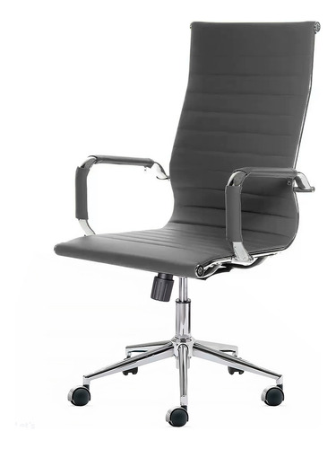 Cadeira de escritório Charles Eames Diretor office CEF ergonômica  cinza com estofado de couro sintético