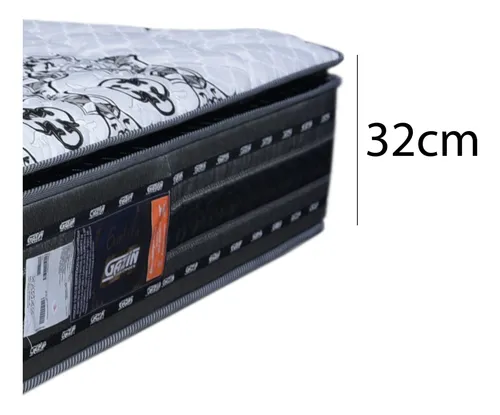 Sommier 2 Plazas De Resortes + 2 Almohadas De Regalo Espuma Gris