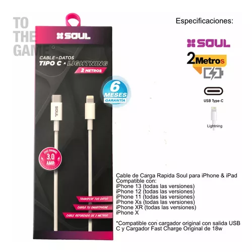 Cable Tipo C Carga Rapida Lightning iPhone 11 Al 12pro Max