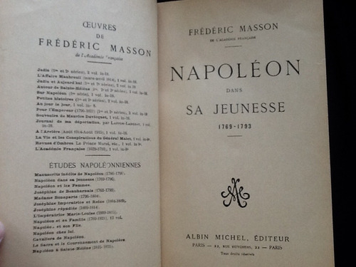Frederic Masson Napoleon En Su Juventud Jeunesse