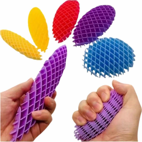 3 Juguete Antiestrés Fidget Worm Toy Malla Elástica Moda