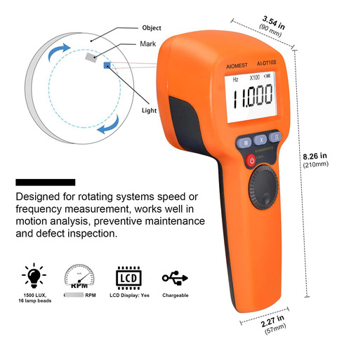 Estroboscopio Led Digital 60 A 99999 Rpm Tacómetro Sin Conta