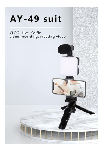 Kit De Grabación Video Aro De Luz Micrófono Selfie Control