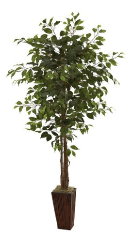 Casi Natural 5931 6 Pies. Ficus Tree With Bamboo Manter, Gre