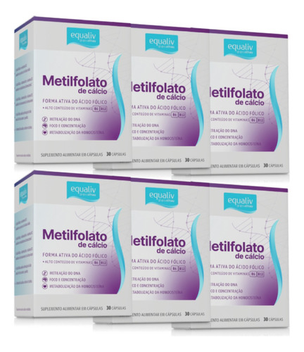 6x Metilfolato 30cps, 355mcg + B12 + B6 Equaliv Metil Folato