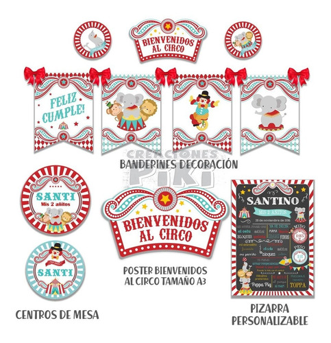 Kit Imprimible Candy Bar Circo Vintage El Mas Completo