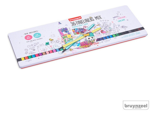 Bruynzeel Fineliner Mix 36 Colores - Caja Metal Color del trazo Multicolor