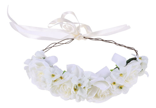 Diadema De Rosa Blanca, Accesorio Para El Cabello Con Flores