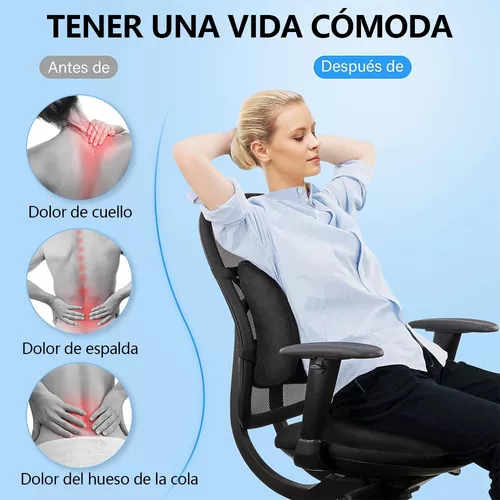 Cojín de respaldo lumbar de espuma viscoelástica | Soporte de espalda para  silla de oficina de coche | Almohada de apoyo lumbar, negro, 1 unidad