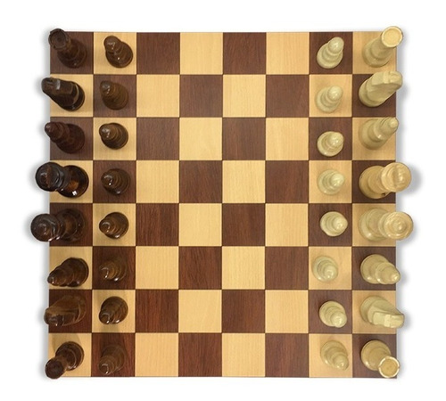 Tablero Ajedrez Madera Artesanal Juego C/ Piezas 35 X 35 Cms