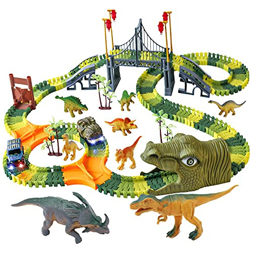 Dinosaur World Race Track Toys - Juego De 216 Piezas De Jueg