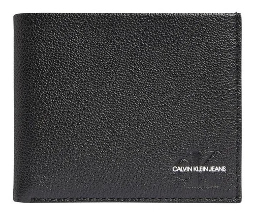 Calvin Klein - Billetera 100% Hombre Cuero Negra Con Caja 