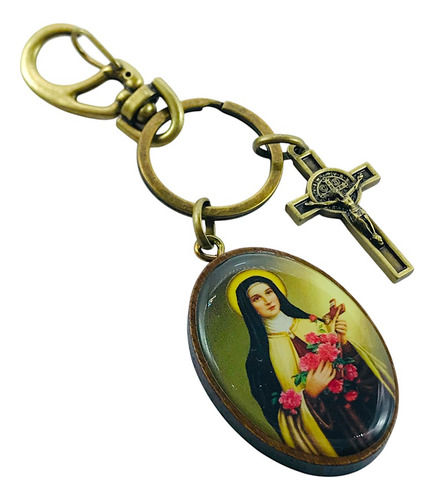 Chaveiro Santa Teresinha Do Menino Jesus Com Mosquetão