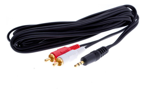 Cabo Adaptador Áudio P2 3.5mm 3 Metros Macho Para 2x Rca Macho Estéreo Para Som, Tv, Pc, Caixa De Som, Home Theater, Dvd E Áudio Profissional