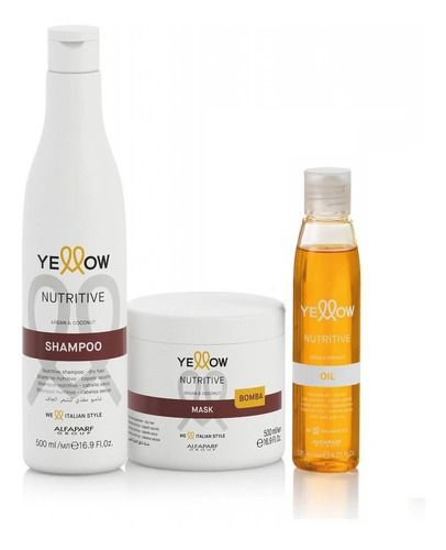 Shampo + Mascarilla Bomba + Oil Yellow Nutritive Alfaparf