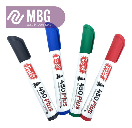 Imagen 3 de 6 de Marcador Para Pizarra Trabi 450 Por 4 Colores Sueltos