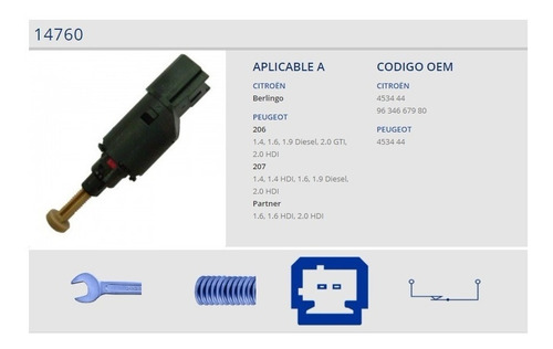 Bulbo Stop Freno Partner Berlingo Peugeot 206 1.9 Diesel
