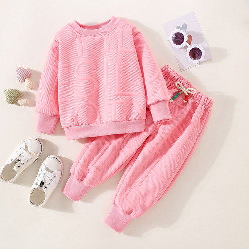 Conjunto De Rosa Sudadera Cálido Y Cómodo Para Bebé 1-4 Años Rosa 18-24 M