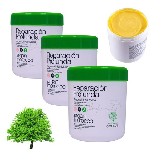 Pack X3 Crema Reparación Argan Morocco 1000ml Obopekal