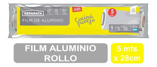 Rollo Papel Aluminio Separata 5 Mts Envolver Comida Horno