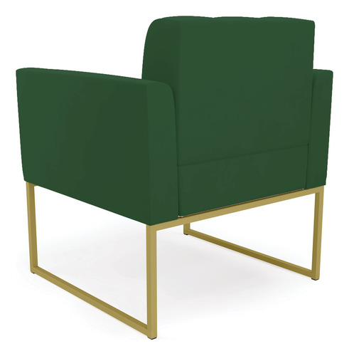 Sofá D'rossi Elisa De 2 Lugares Cor Verde Com Tecido Liso De Veludo E Cor Dos Pés Dourado De Metal