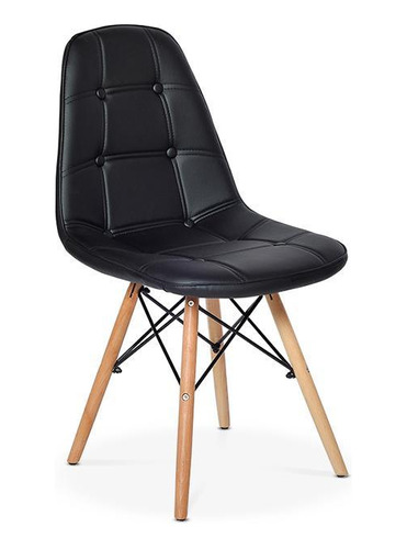 Cadeira Dkr Charles Eames Wood Estofada Botonê