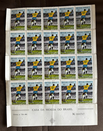 20 Selos Comemoração Milésimo Gol Pelé 1969 Edição Limitada