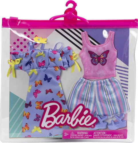 Barbie 2 Set De Ropa , Vestido, Polera , Short Y Zandalias